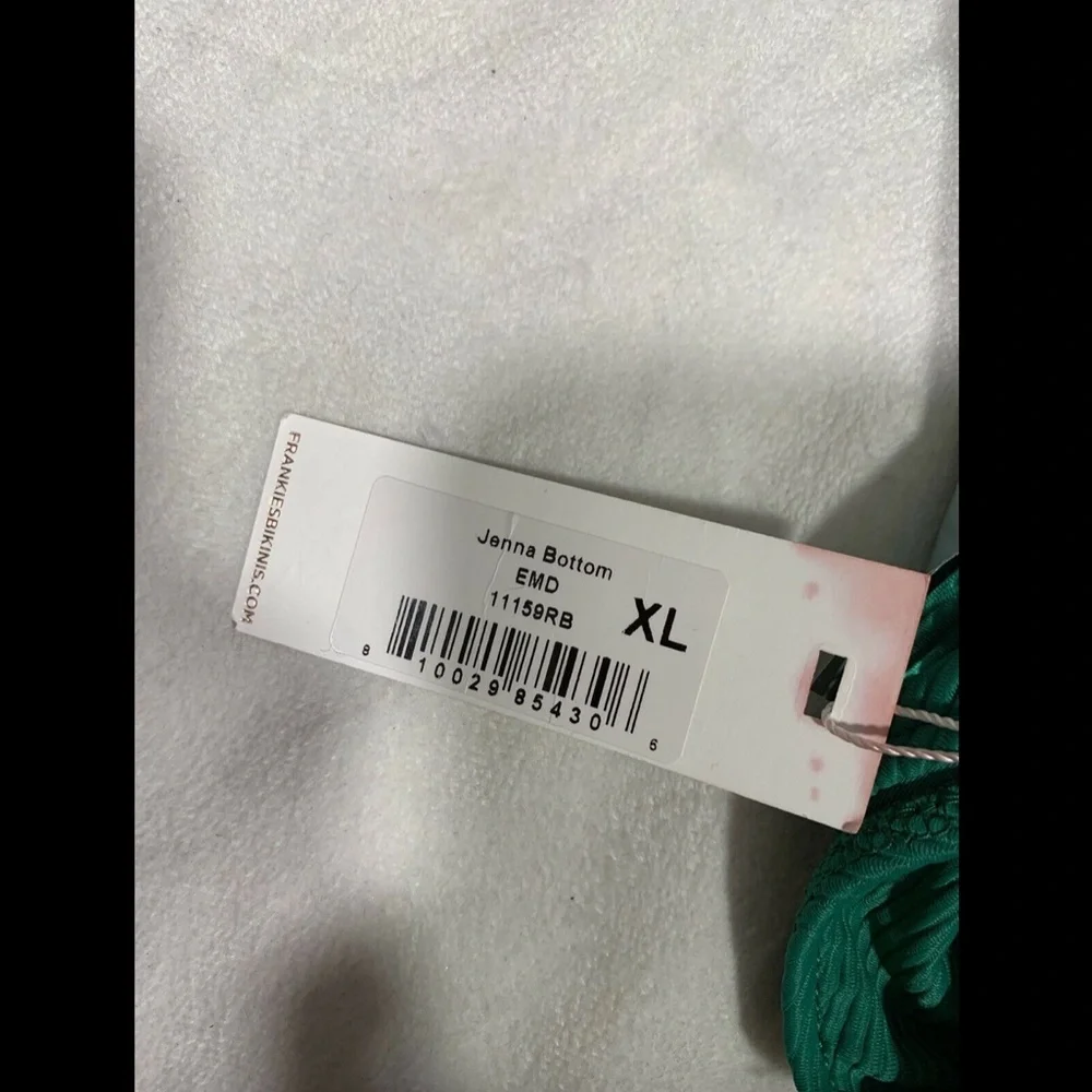 NWT‎ $85 Frankies Bikinis Jenna Ribbed Bikini Bottoms Emerald [ SZ XL ]